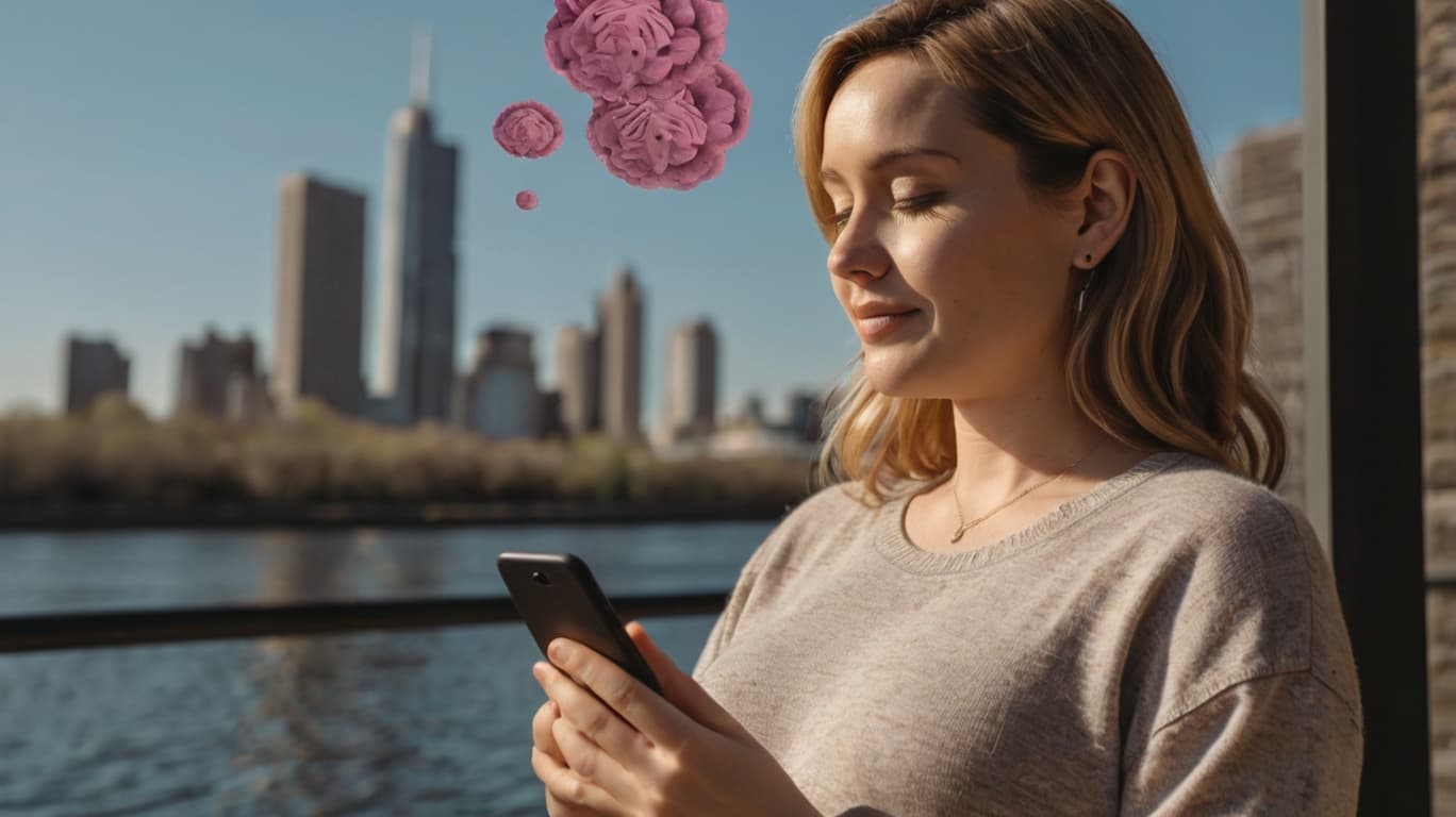 Woman using technology for mental wellness - AI & Emotional Well-being